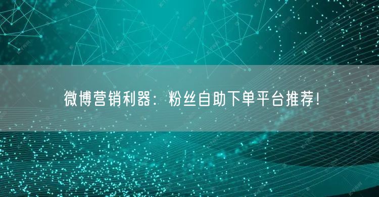 微博营销利器：粉丝自助下单平台推荐！