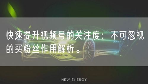 快速提升视频号的关注度：不可忽视的买粉丝作用解析。