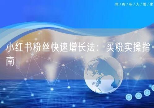 小红书粉丝快速增长法：买粉实操指南