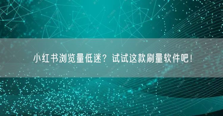小红书浏览量低迷？试试这款刷量软件吧！