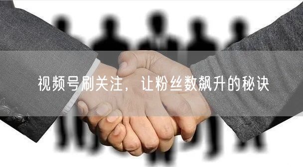 视频号刷关注，让粉丝数飙升的秘诀