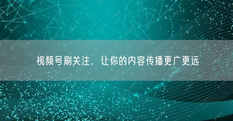 视频号刷关注，让你的内容传播更广更远