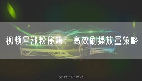 视频号涨粉秘籍：高效刷播放量策略