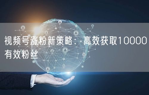 视频号涨粉新策略：高效获取10000有效粉丝