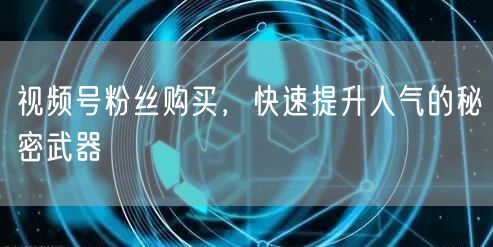 视频号粉丝购买，快速提升人气的秘密武器