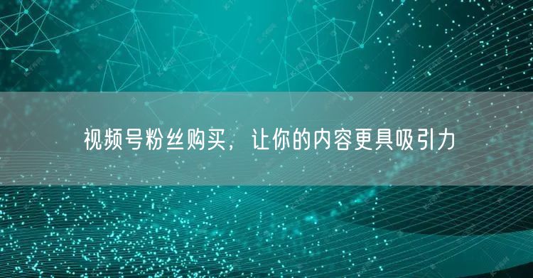 视频号粉丝购买，让你的内容更具吸引力