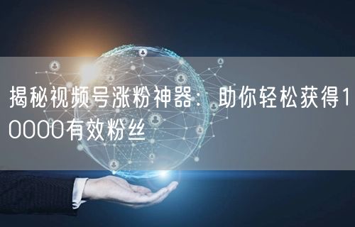 揭秘视频号涨粉神器：助你轻松获得10000有效粉丝