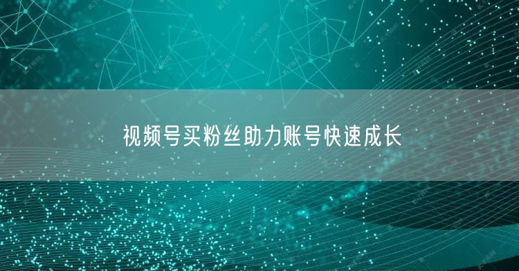 视频号买粉丝助力账号快速成长