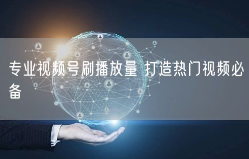专业视频号刷播放量 打造热门视频必备